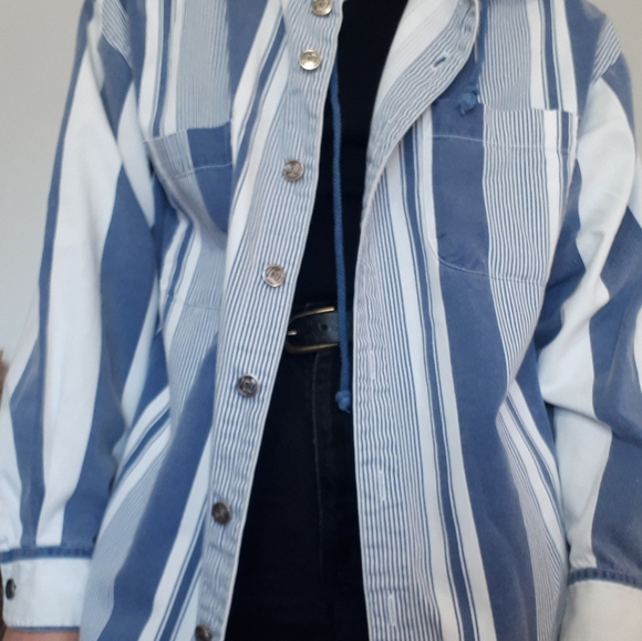 Vintage 90's striped jean shacket - Picture 6 of 10